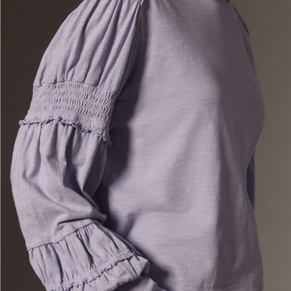 Pilcro Lavender Long Sleeve Top with Gathered Sleeves